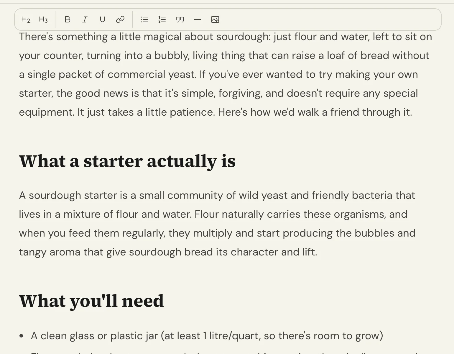 The post body: subheadings and paragraphs