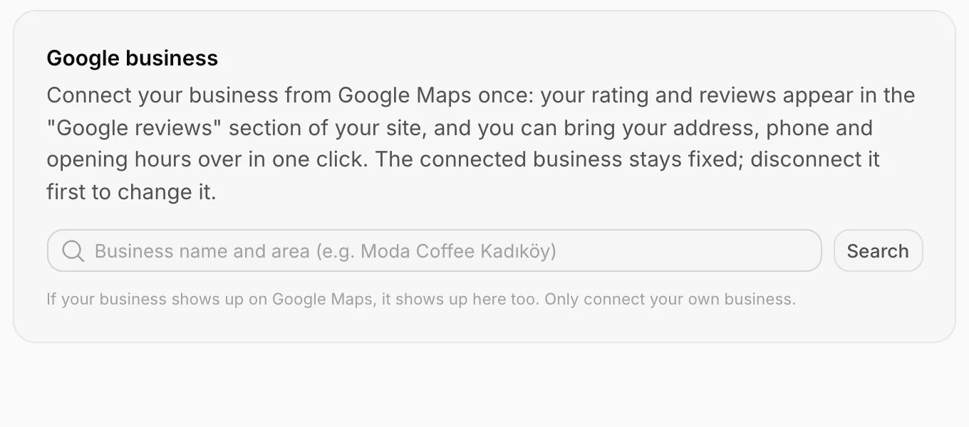 The Google business screen: the search box