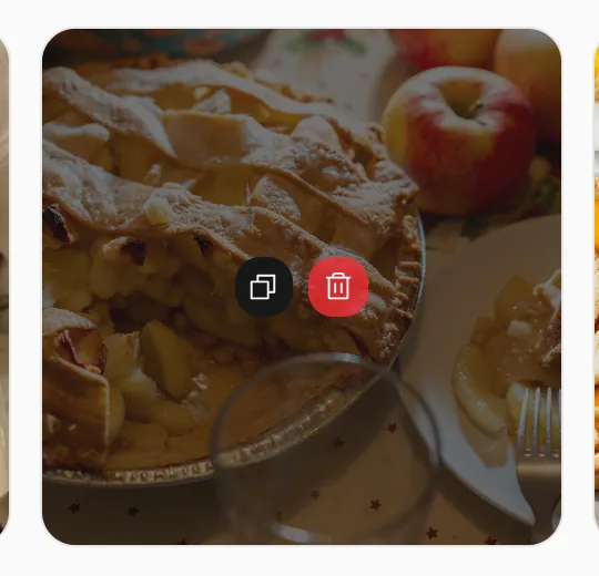 The Copy URL and delete buttons on an image