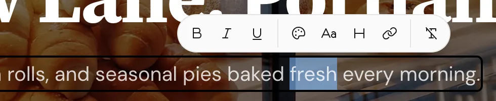The formatting toolbar above selected text