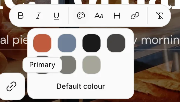 The colour menu: the theme's colors and Default colour