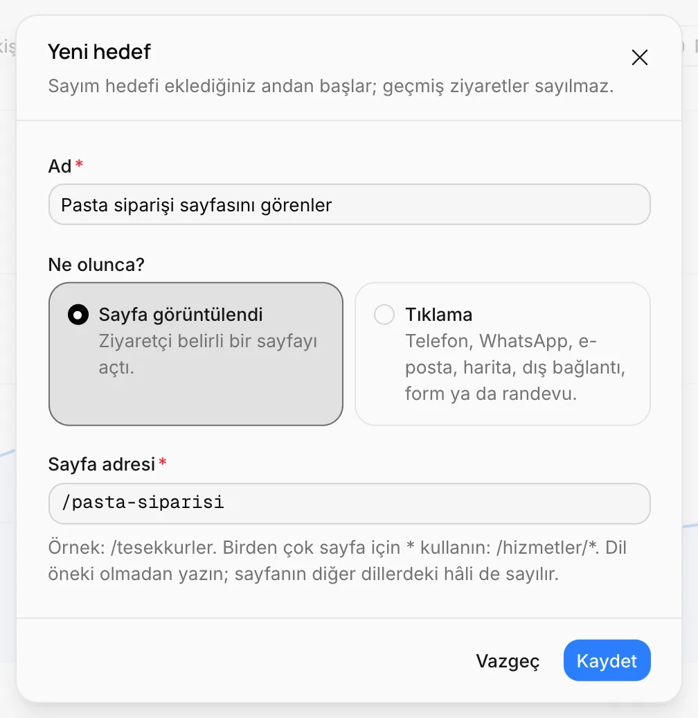Yeni hedef penceresi