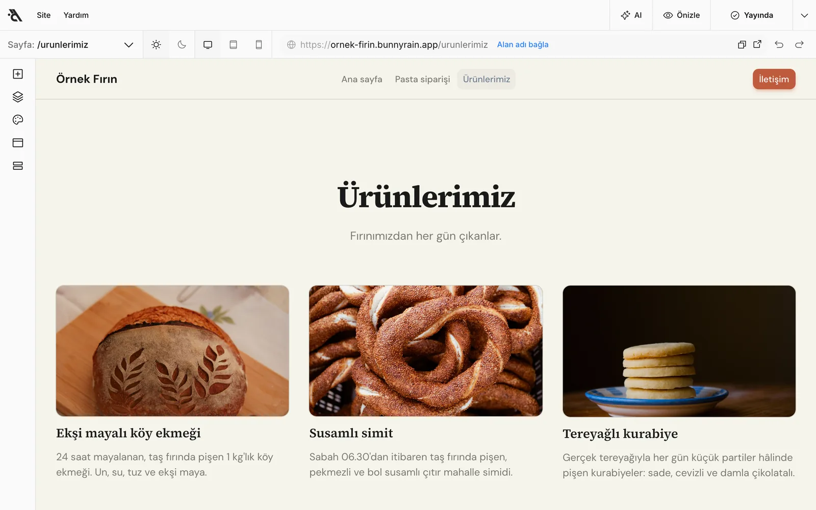 Editörde Ürünlerimiz liste sayfası: üç ürün kartı