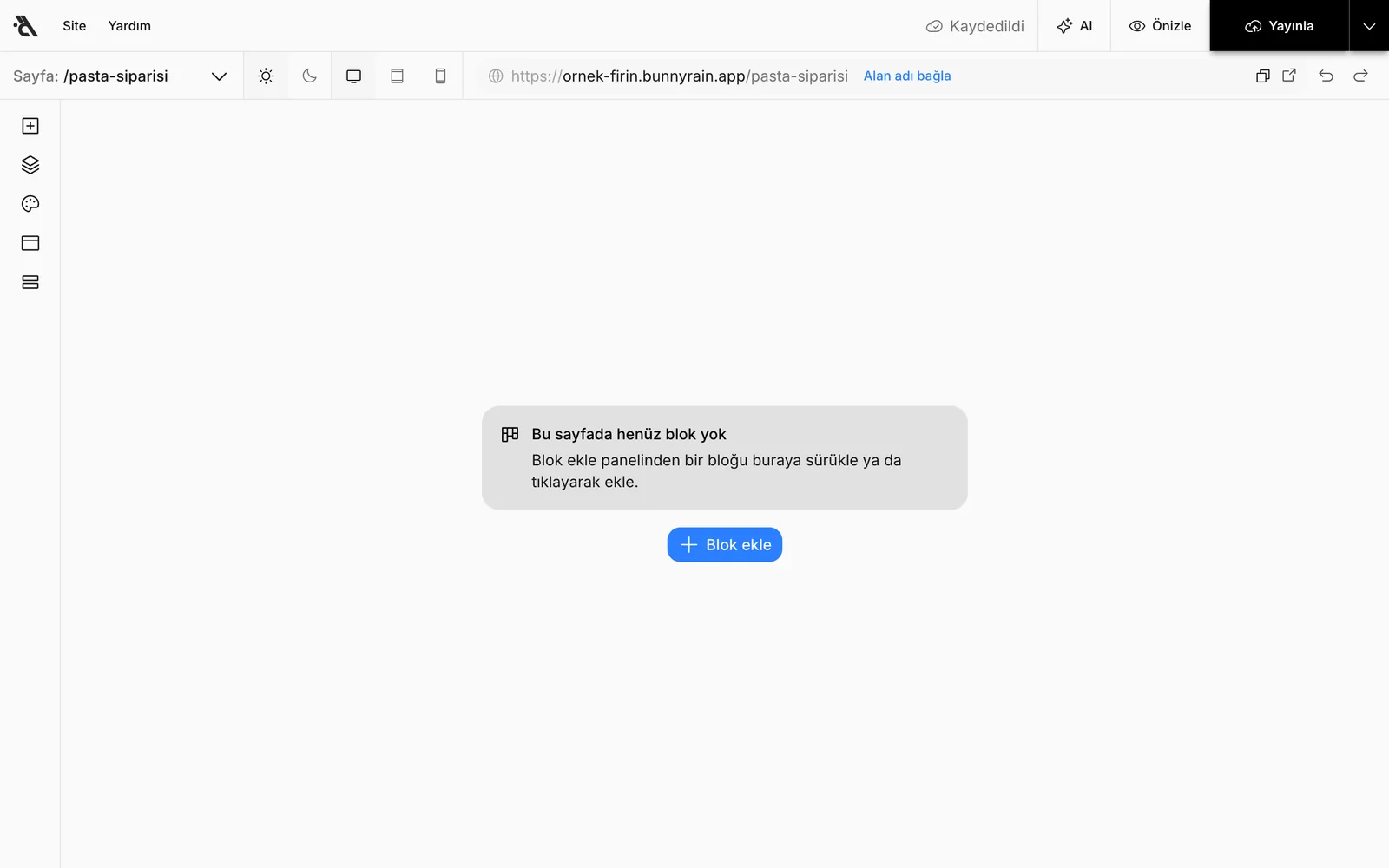 Henüz bloğu olmayan yeni sayfa